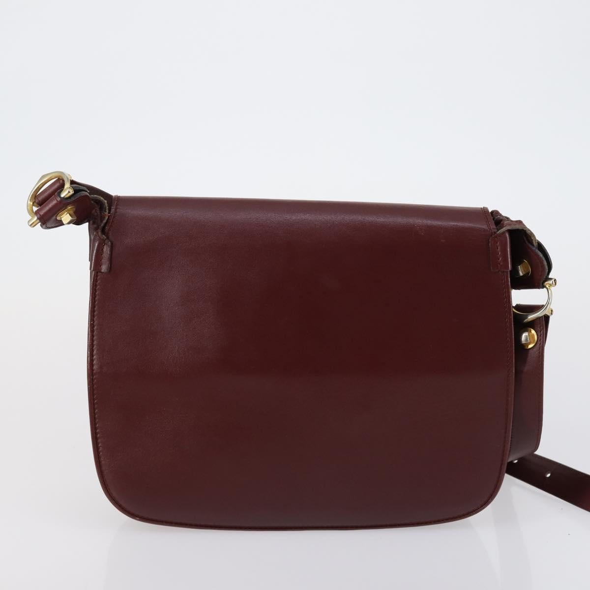 CARTIER Must Line Shoulder Bag Leather 2 Set Bordeaux Auth bs31277