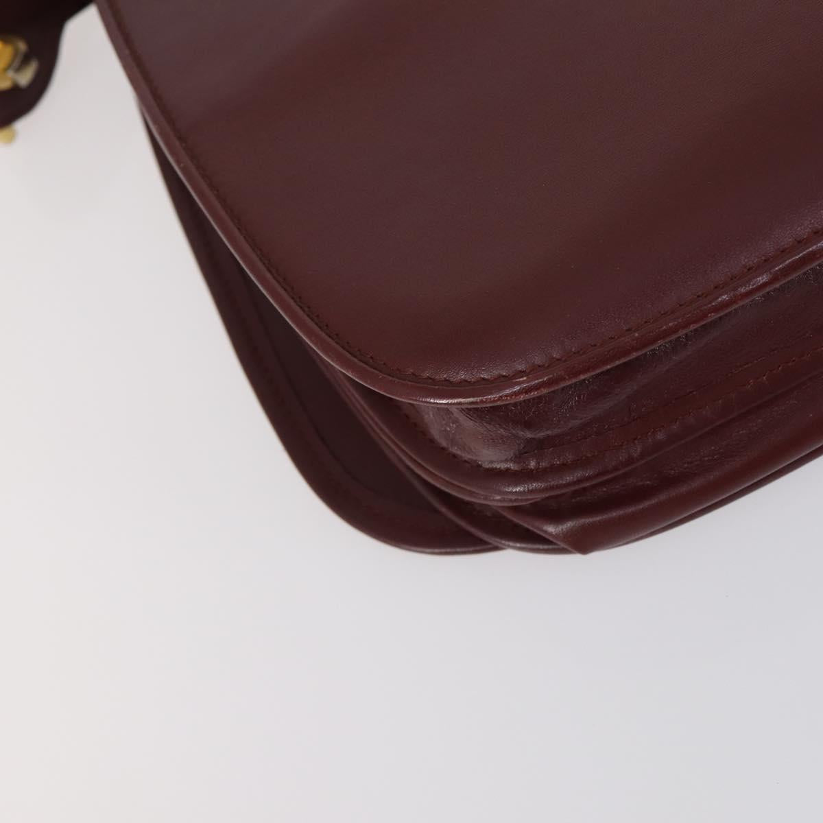 CARTIER Must Line Shoulder Bag Leather 2 Set Bordeaux Auth bs31277