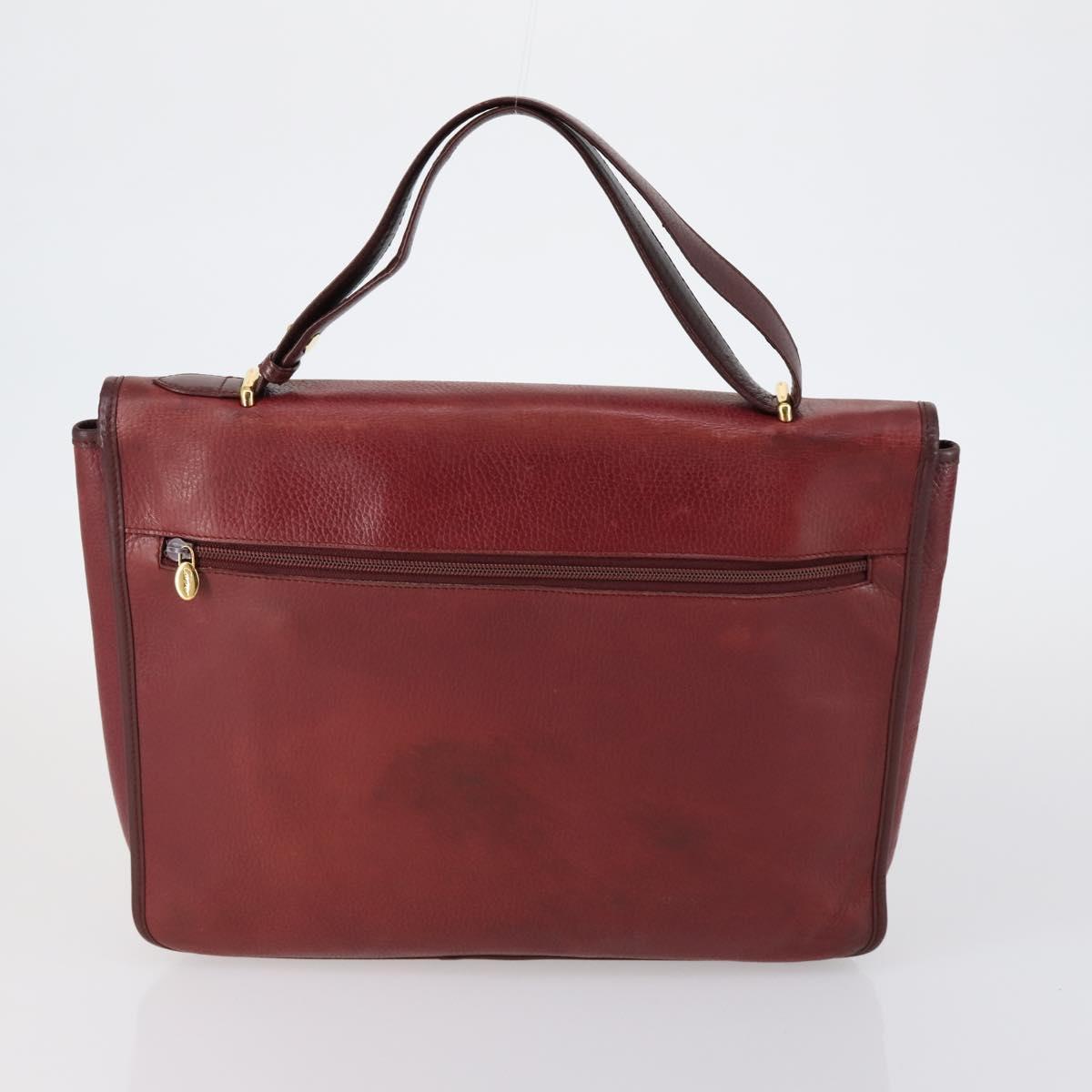 CARTIER Must Line Shoulder Bag Leather 2 Set Bordeaux Auth bs31277