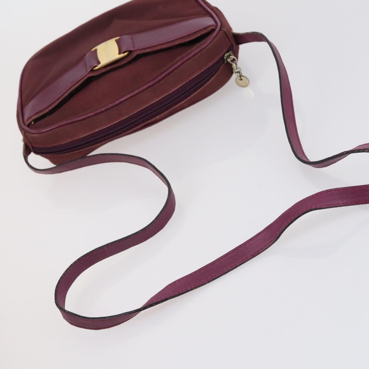 Salvatore Ferragamo Shoulder Bag Leather Canvas 2 Set Black Purple Auth bs31279