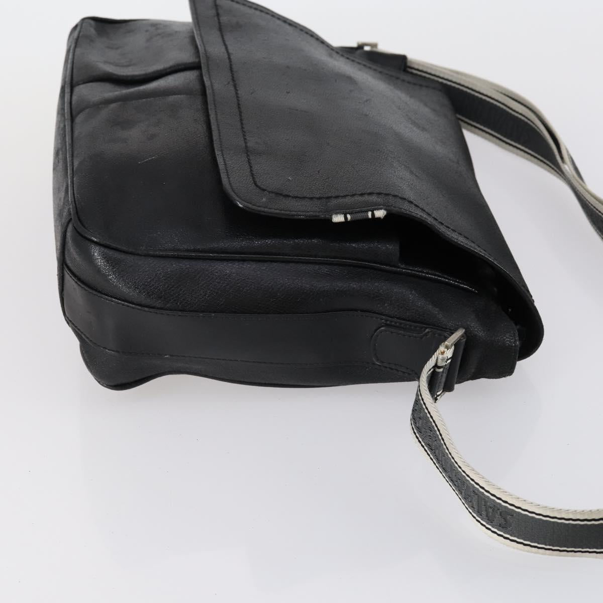 Salvatore Ferragamo Shoulder Bag Leather Canvas 2 Set Black Purple Auth bs31279