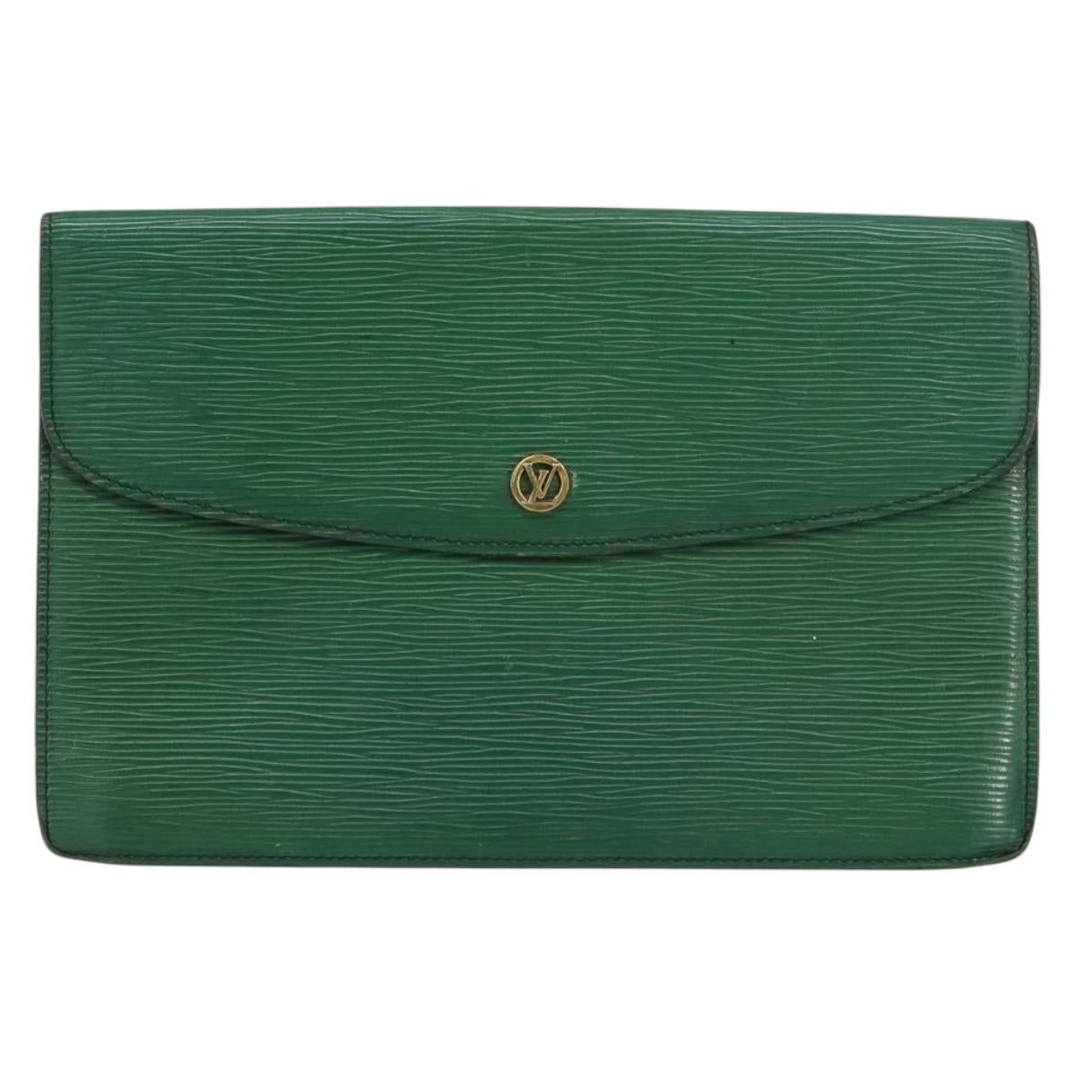 LOUIS VUITTON Epi Montaigne 27 Clutch Bag Green M52654 LV Auth bs31283