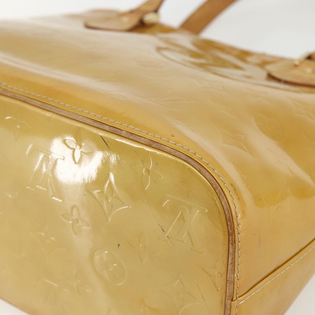 LOUIS VUITTON Monogram Vernis Houston Hand Bag Beige M91004 LV Auth bs31286