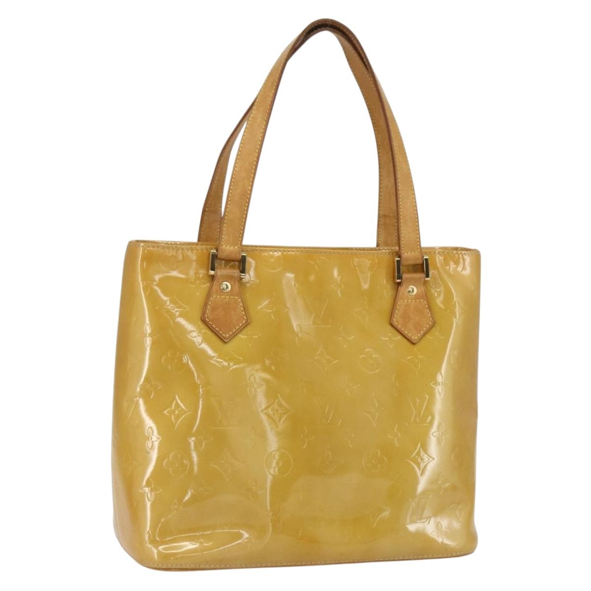 LOUIS VUITTON Monogram Vernis Houston Hand Bag Beige M91004 LV Auth bs31286