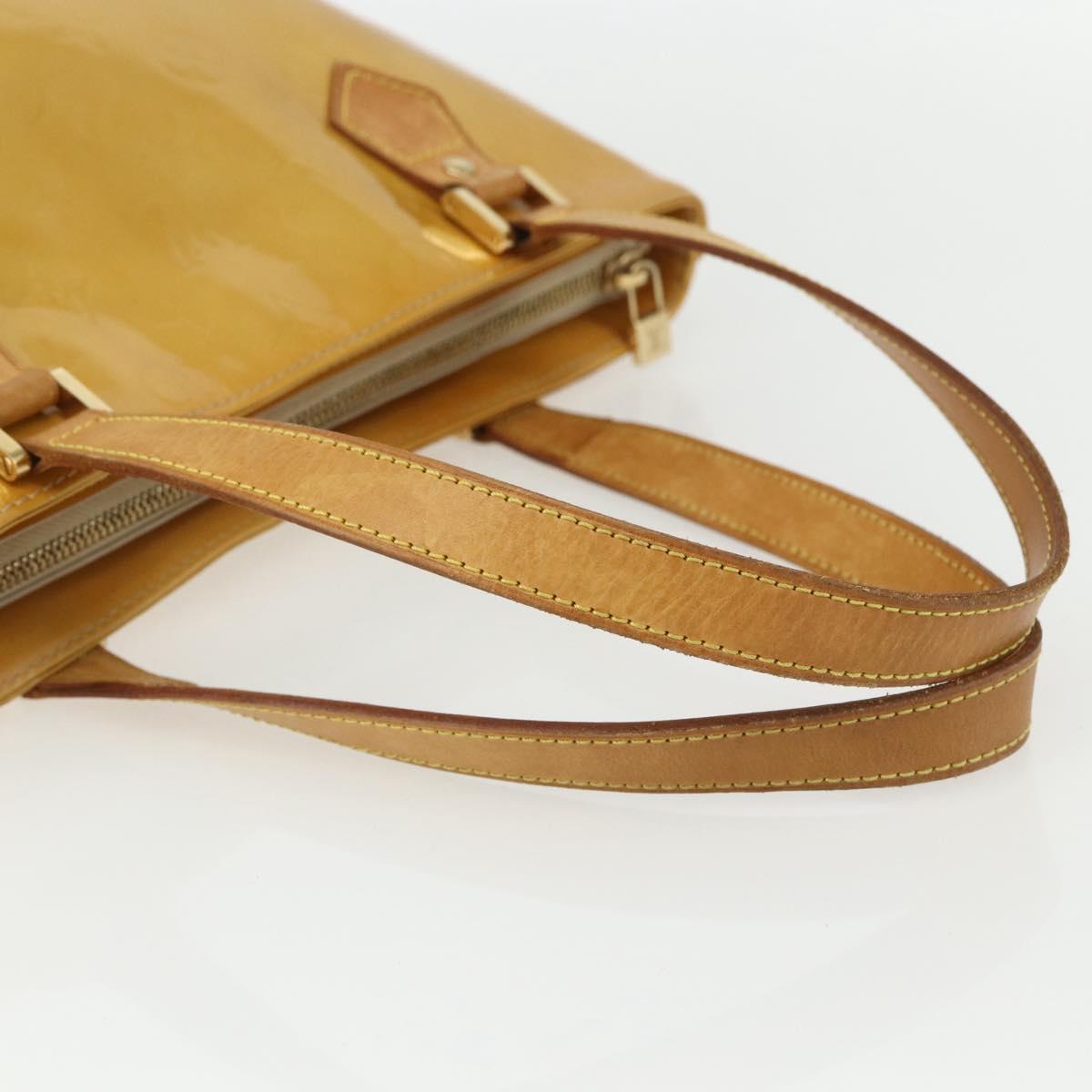 LOUIS VUITTON Monogram Vernis Houston Hand Bag Beige M91004 LV Auth bs31286