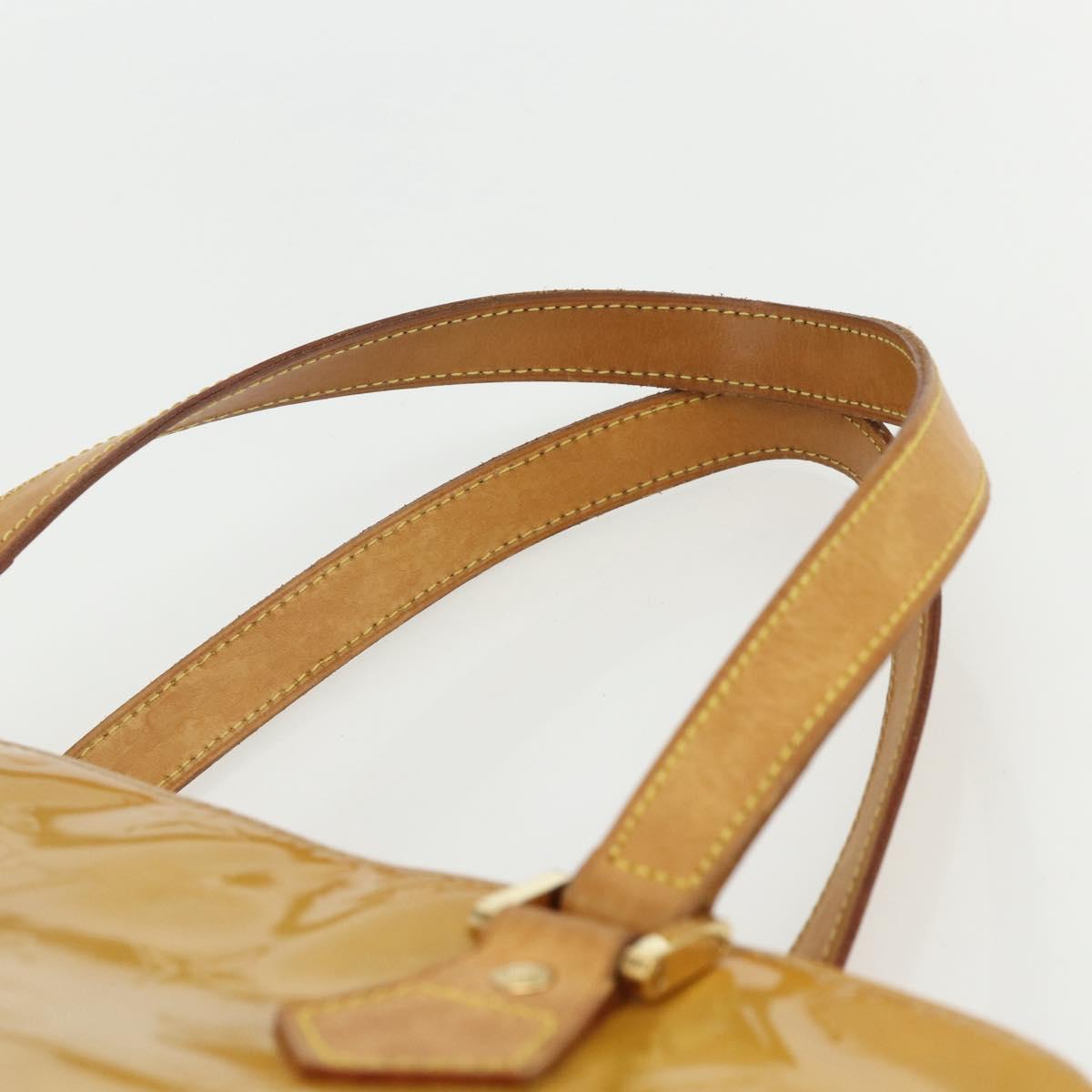 LOUIS VUITTON Monogram Vernis Houston Hand Bag Beige M91004 LV Auth bs31286