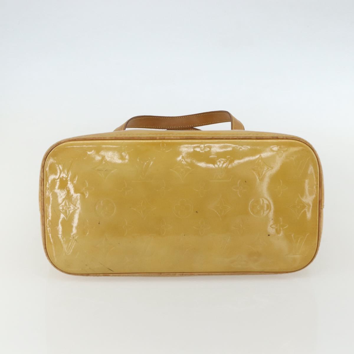 LOUIS VUITTON Monogram Vernis Houston Hand Bag Beige M91004 LV Auth bs31286