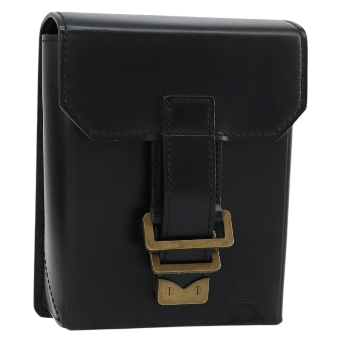 LOUIS VUITTON Pister Shoulder Bag Leather Black M92222 LV Auth bs31308