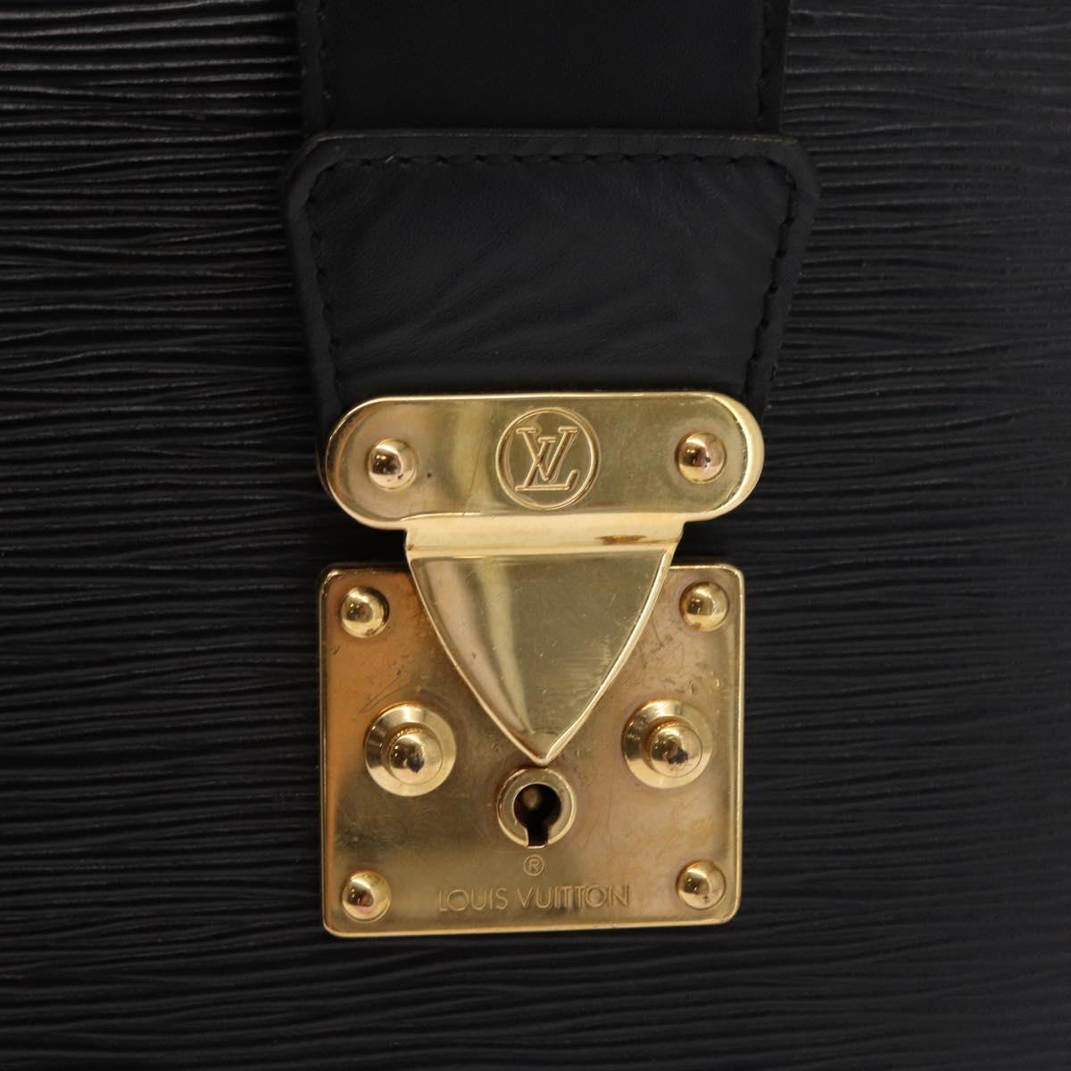 LOUIS VUITTON Epi Serviette Fermoir Business Bag Black M54352 LV Auth bs31310