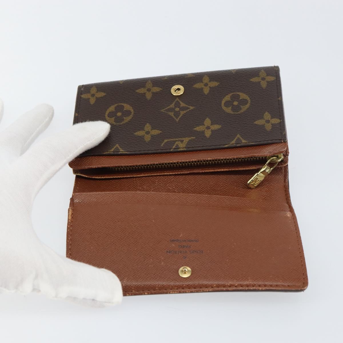 LOUIS VUITTON Monogram Porte Monnaie Billets Tresor Wallet M61730 Auth bs31323