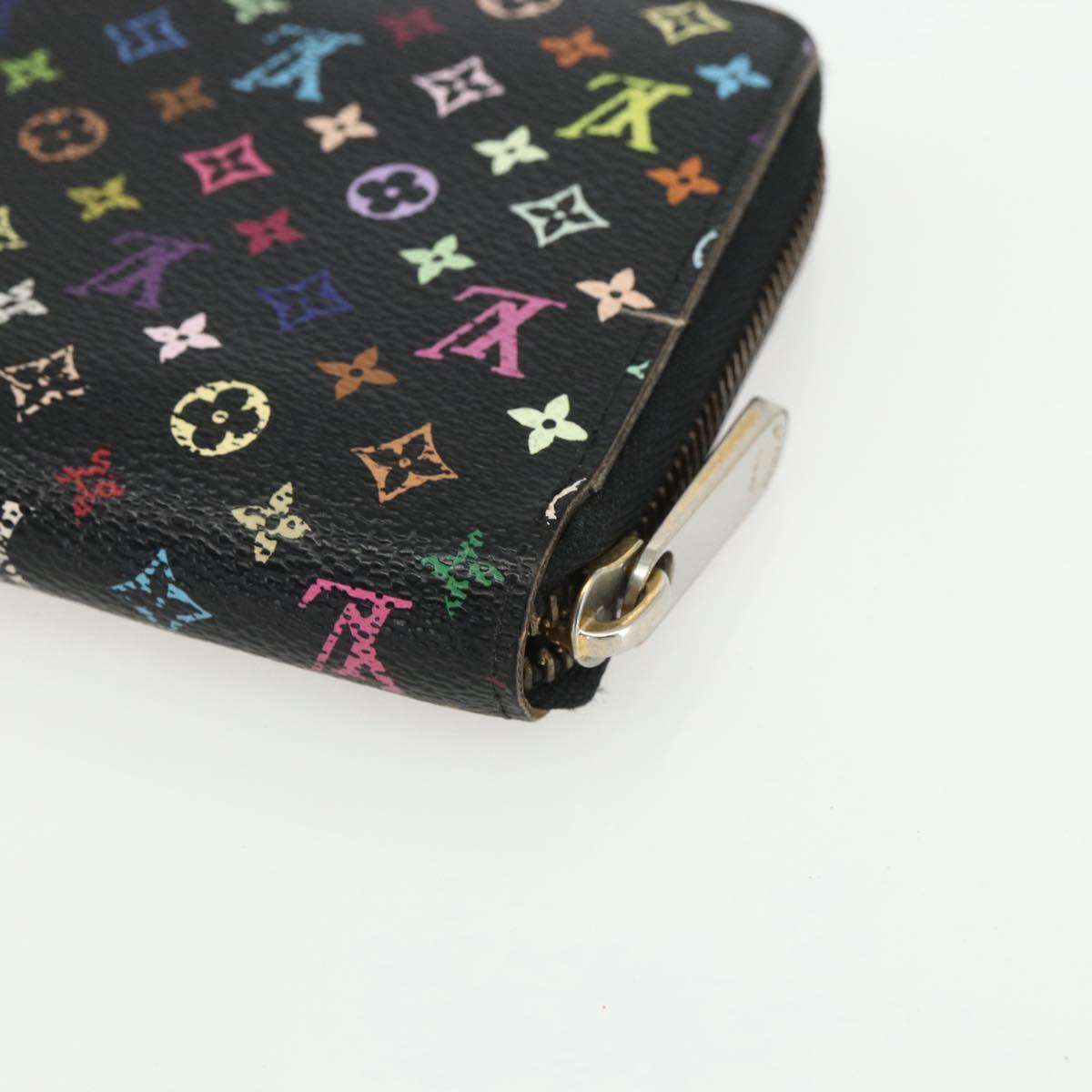 LOUIS VUITTON Monogram Multicolor Zippy Wallet Wallet Black M60243 Auth bs31331