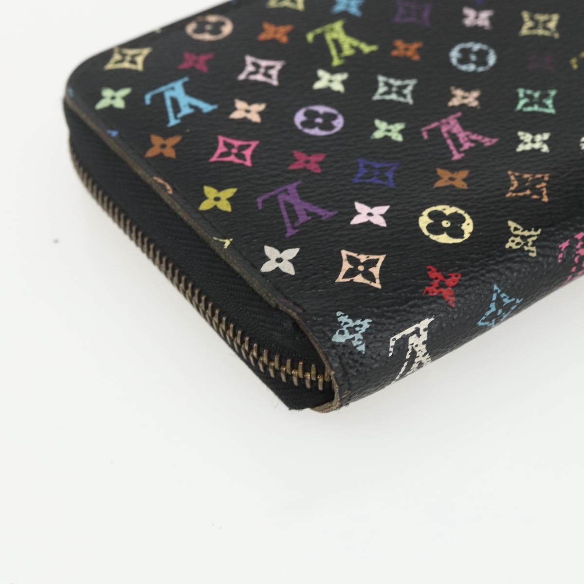 LOUIS VUITTON Monogram Multicolor Zippy Wallet Wallet Black M60243 Auth bs31331