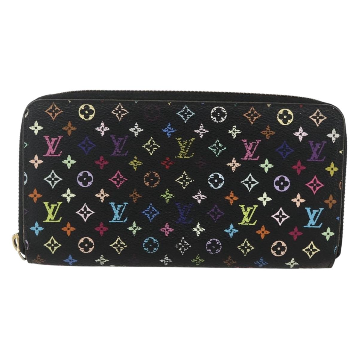 LOUIS VUITTON Monogram Multicolor Zippy Wallet Wallet Black M60243 Auth bs31331