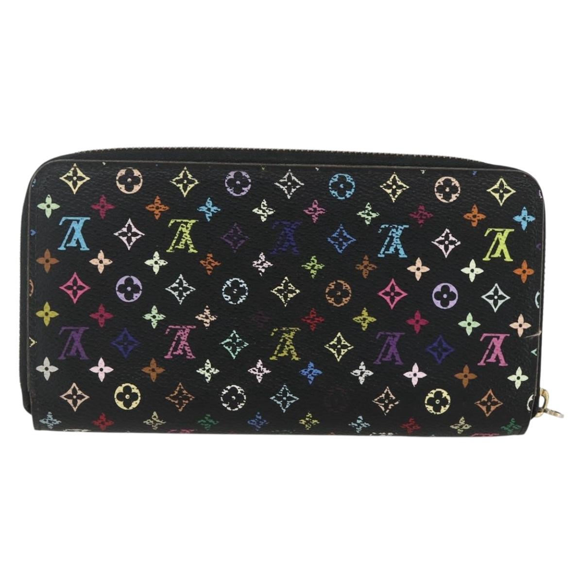 LOUIS VUITTON Monogram Multicolor Zippy Wallet Wallet Black M60243 Auth bs31331