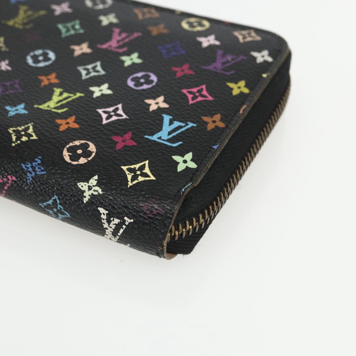 LOUIS VUITTON Monogram Multicolor Zippy Wallet Wallet Black M60243 Auth bs31331