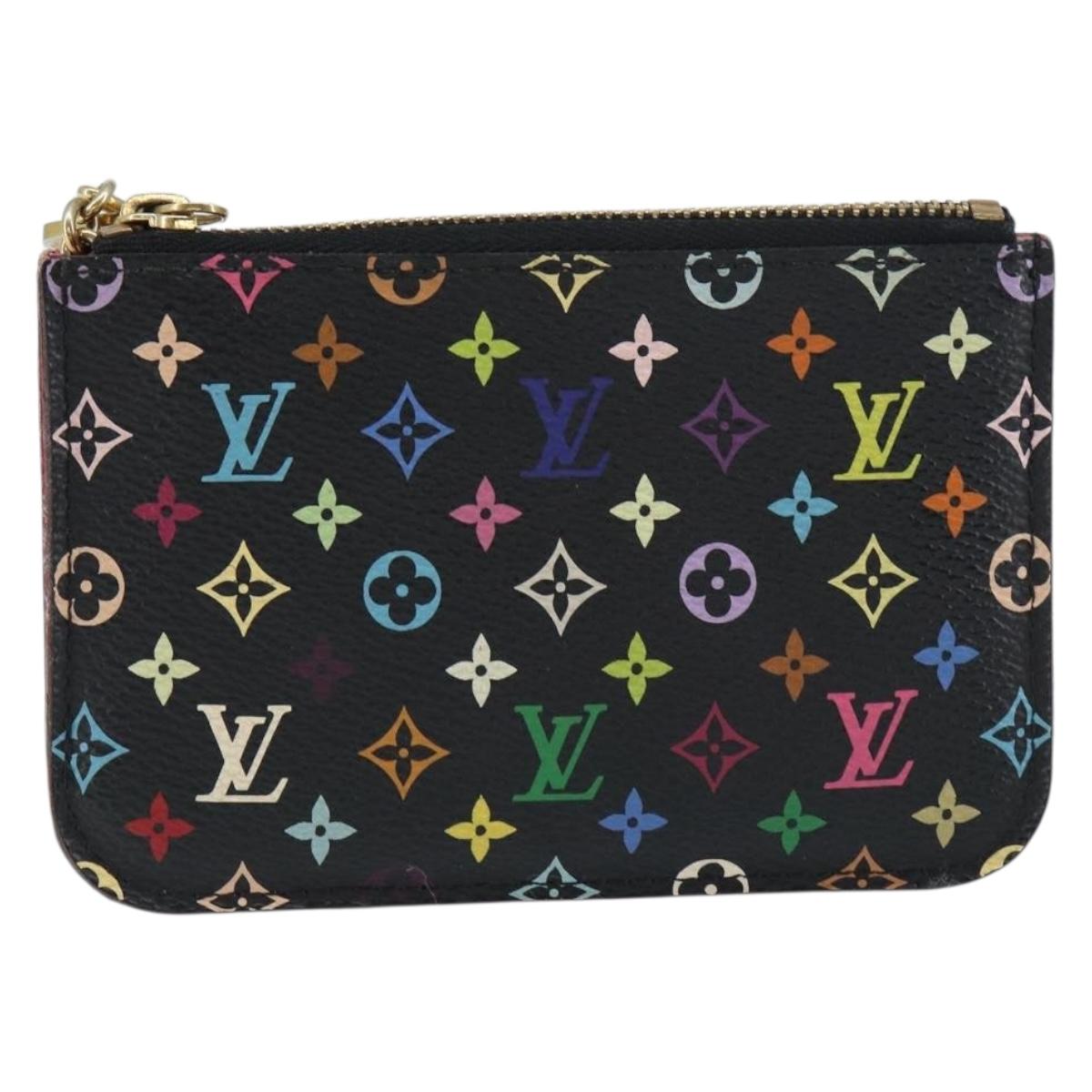 LOUIS VUITTON Multicolor Pochette Cles NM Coin Purse Black M60279 Auth bs31332V