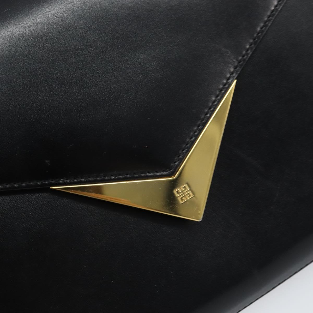 GIVENCHY Shoulder Bag Leather Black Gold Auth bs31346