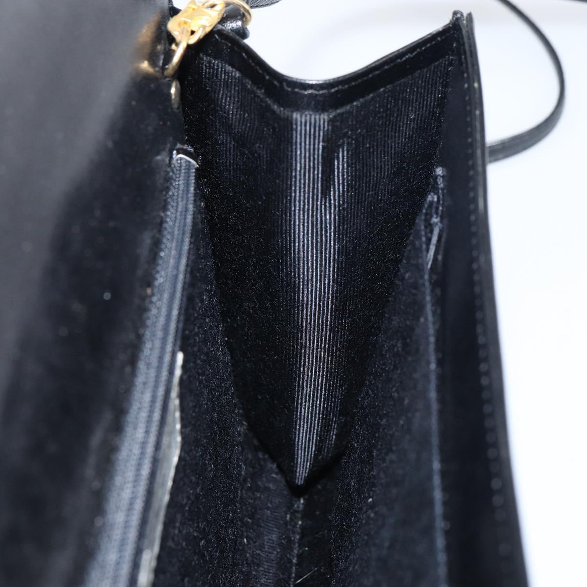 GIVENCHY Shoulder Bag Leather Black Gold Auth bs31346