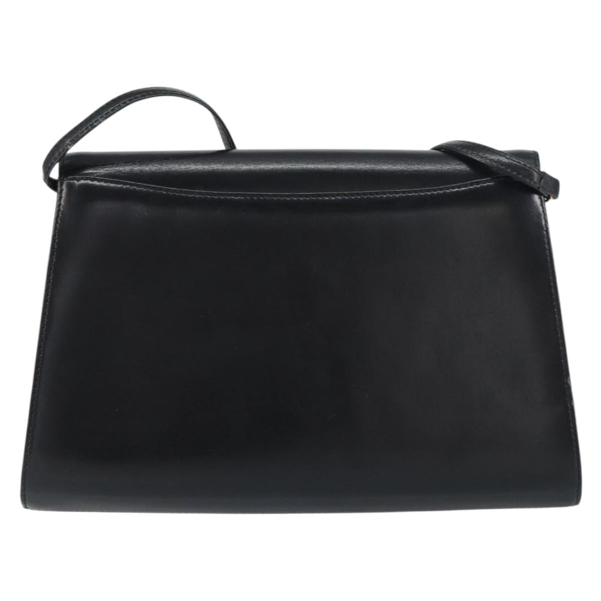 GIVENCHY Shoulder Bag Leather Black Gold Auth bs31346