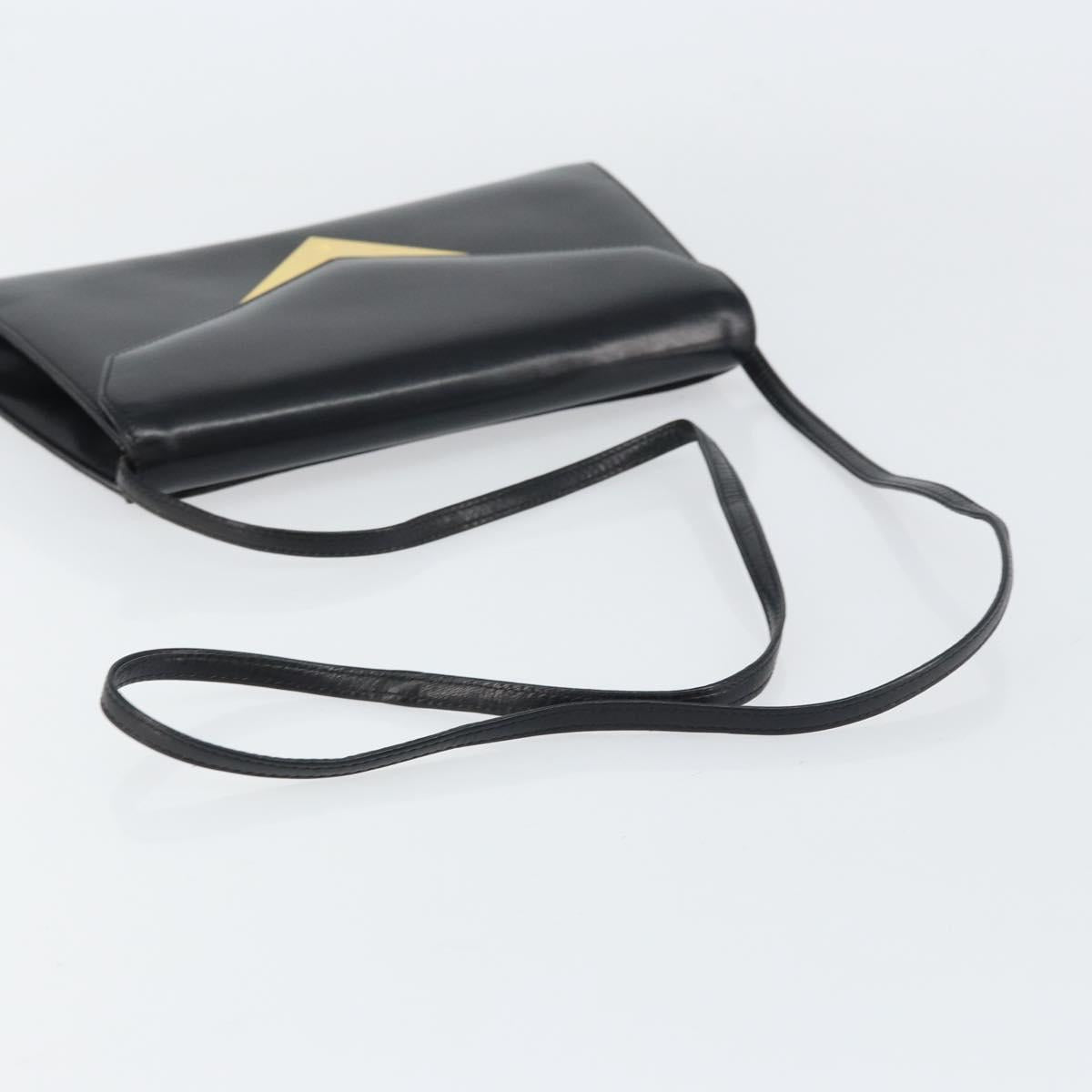 GIVENCHY Shoulder Bag Leather Black Gold Auth bs31346