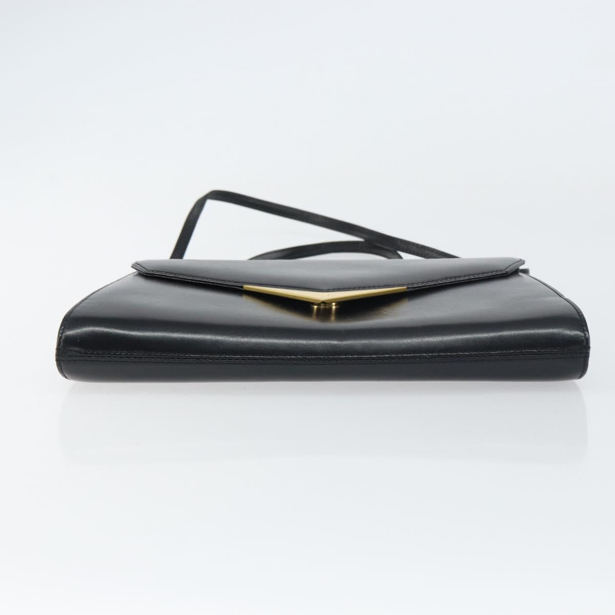 GIVENCHY Shoulder Bag Leather Black Gold Auth bs31346