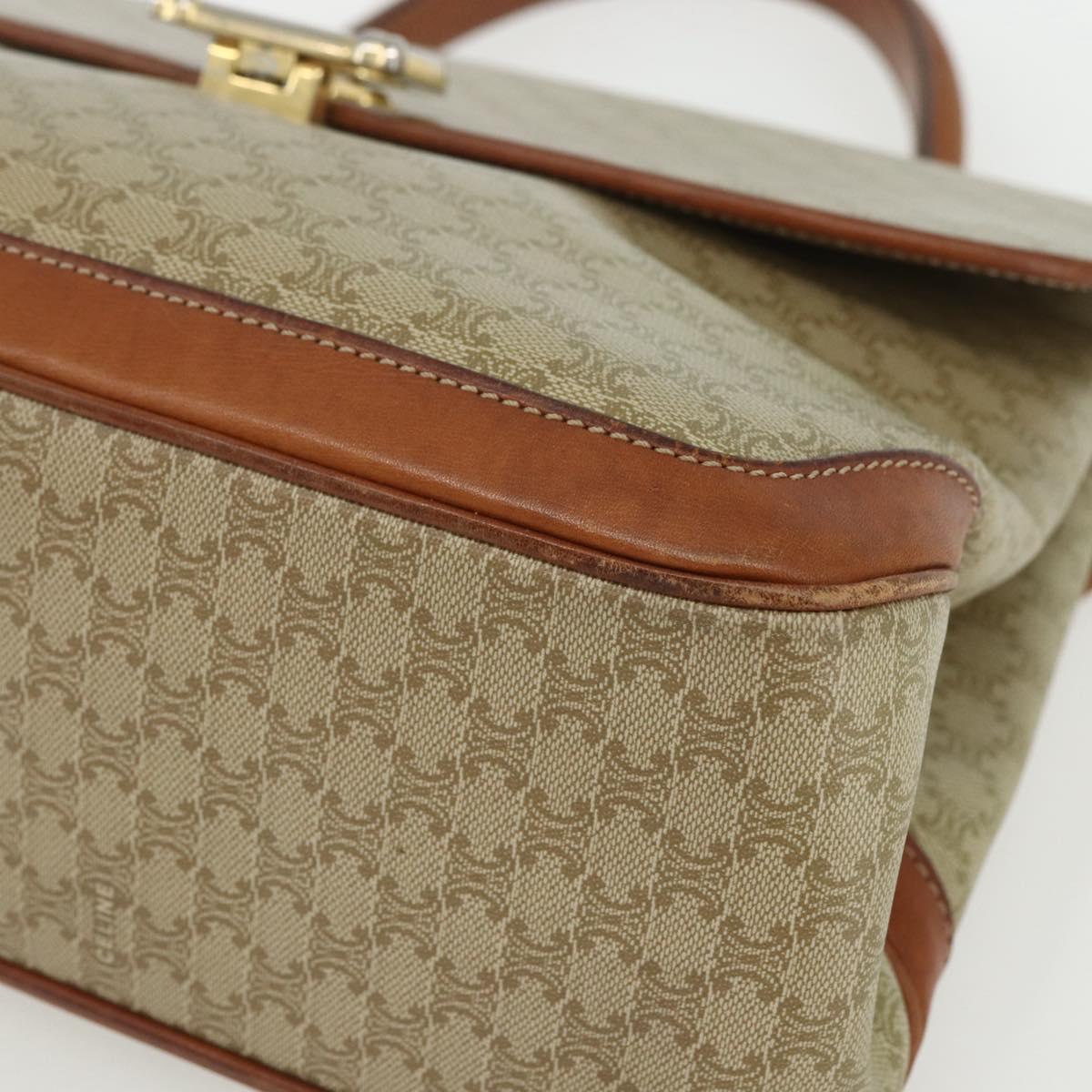 CELINE Macadam Canvas Hand Bag PVC Beige Gold Auth bs31347