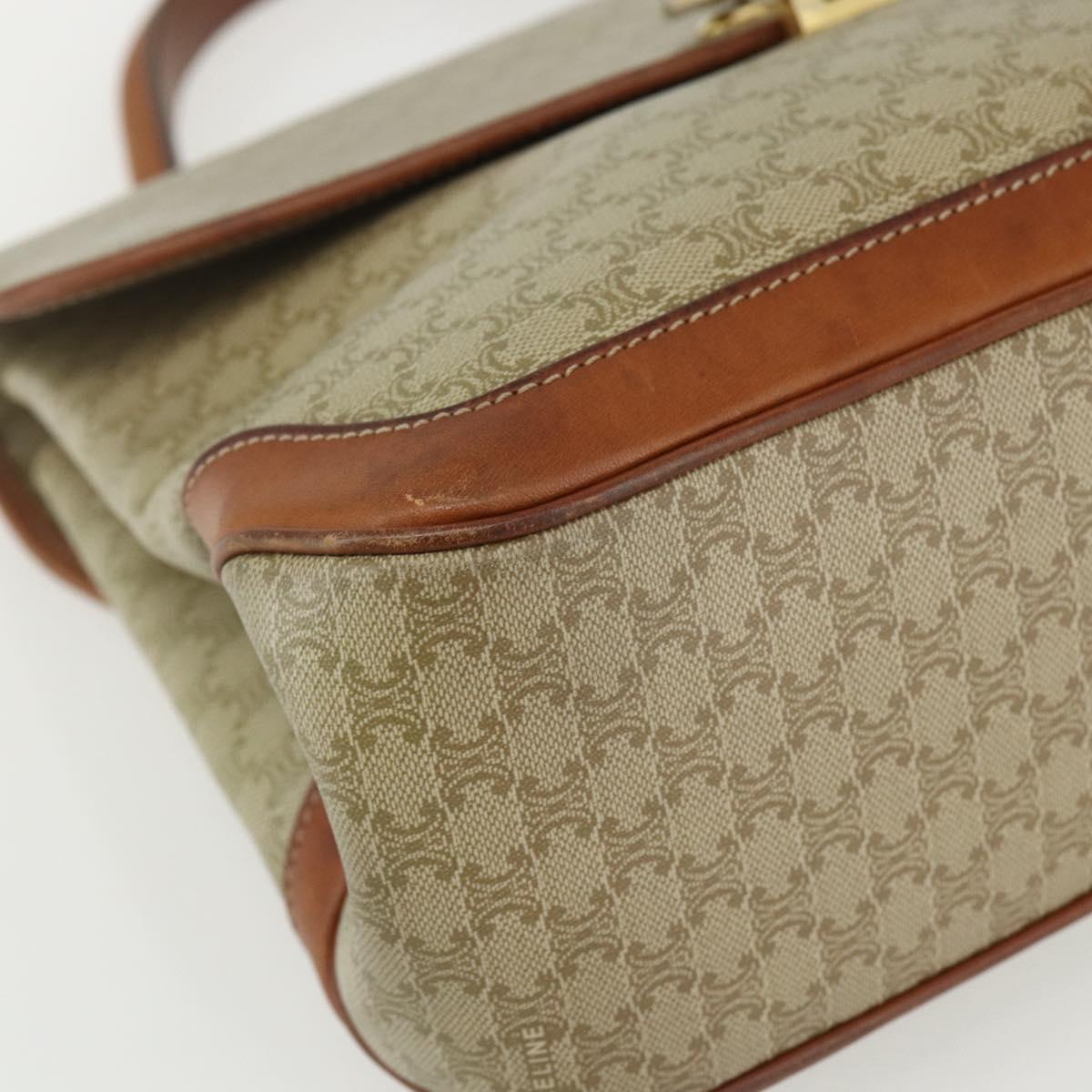 CELINE Macadam Canvas Hand Bag PVC Beige Gold Auth bs31347