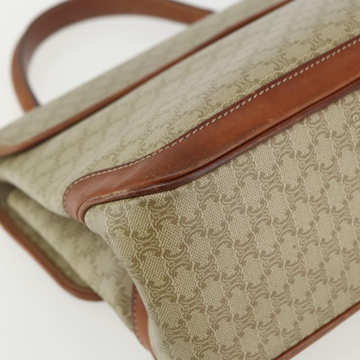 CELINE Macadam Canvas Hand Bag PVC Beige Gold Auth bs31347