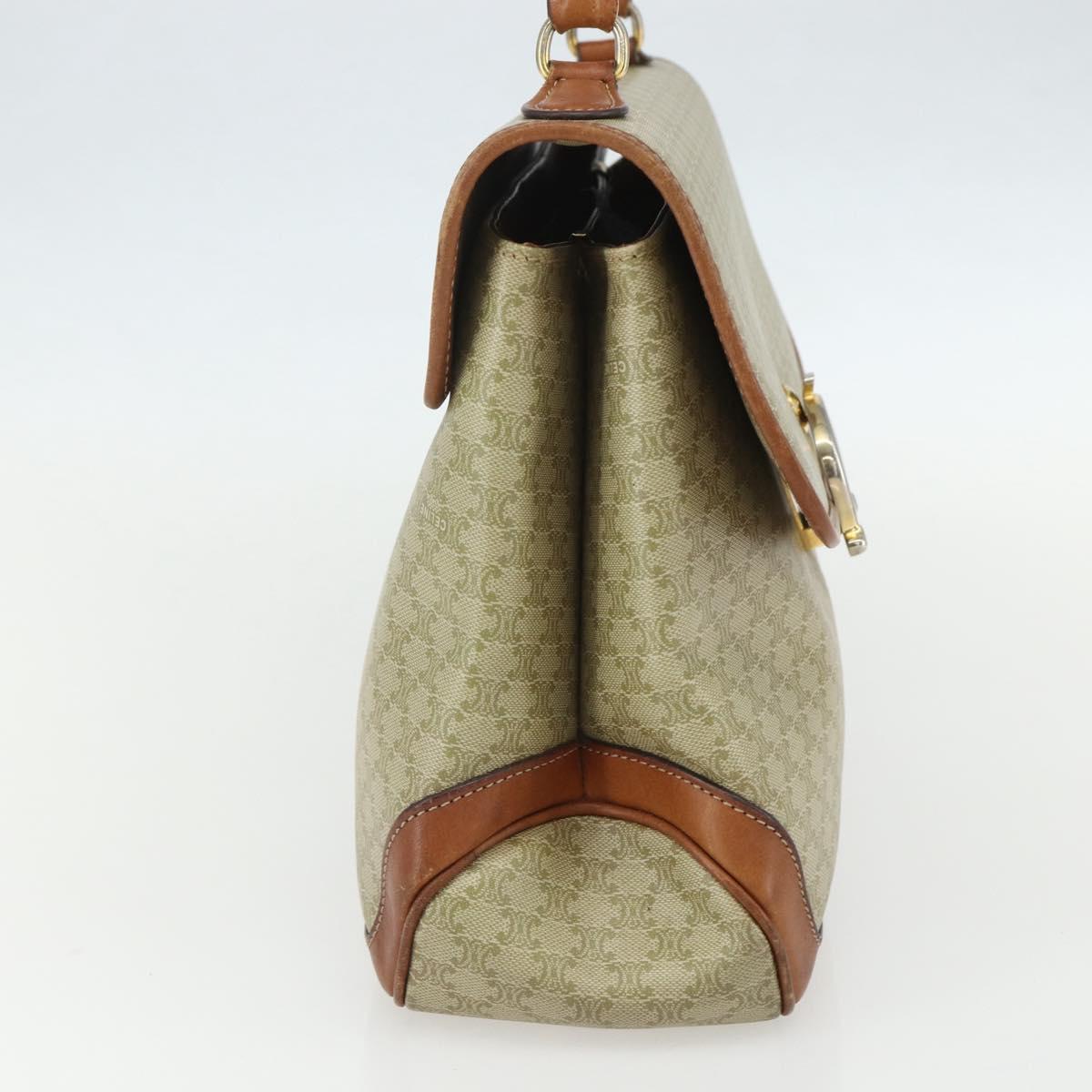 CELINE Macadam Canvas Hand Bag PVC Beige Gold Auth bs31347