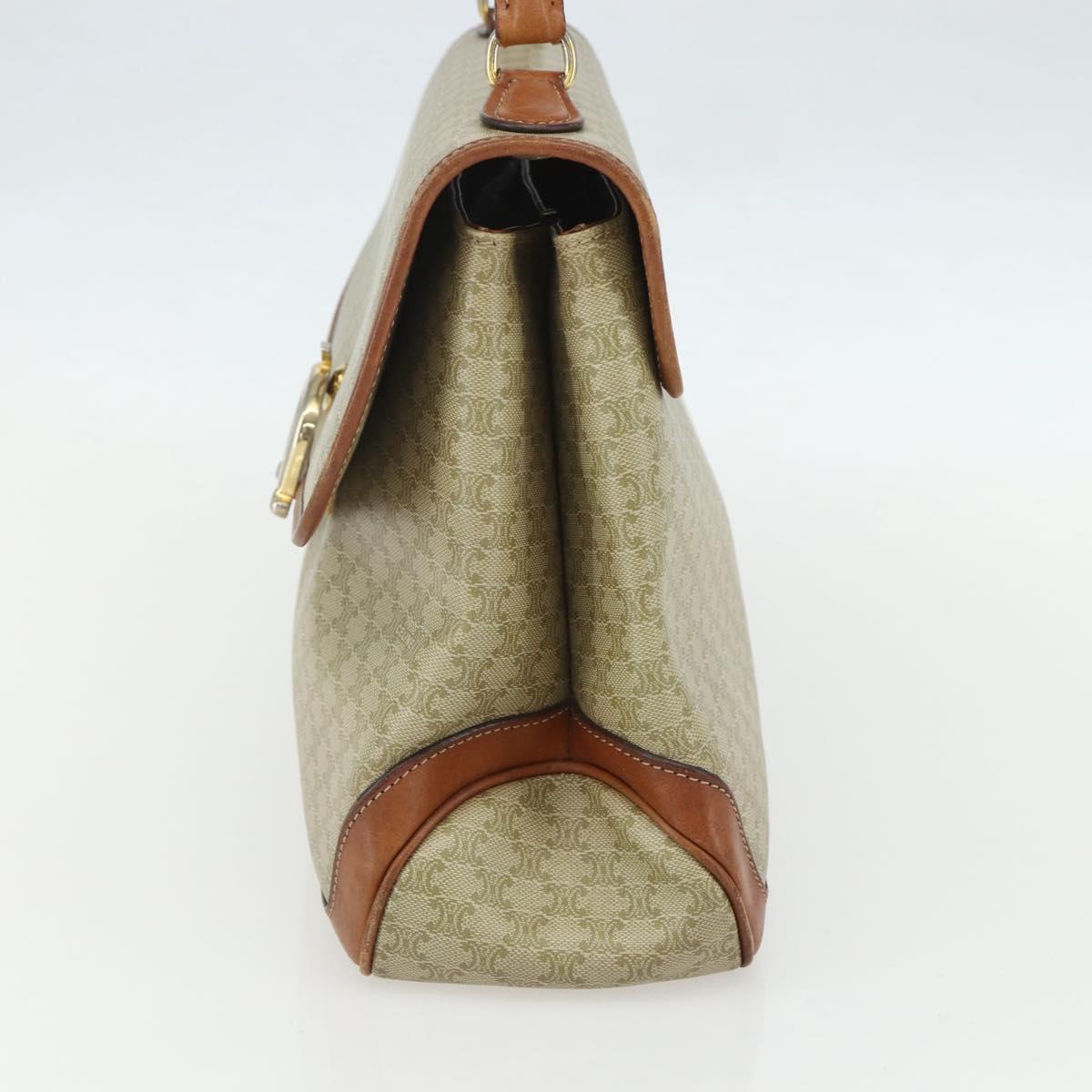 CELINE Macadam Canvas Hand Bag PVC Beige Gold Auth bs31347