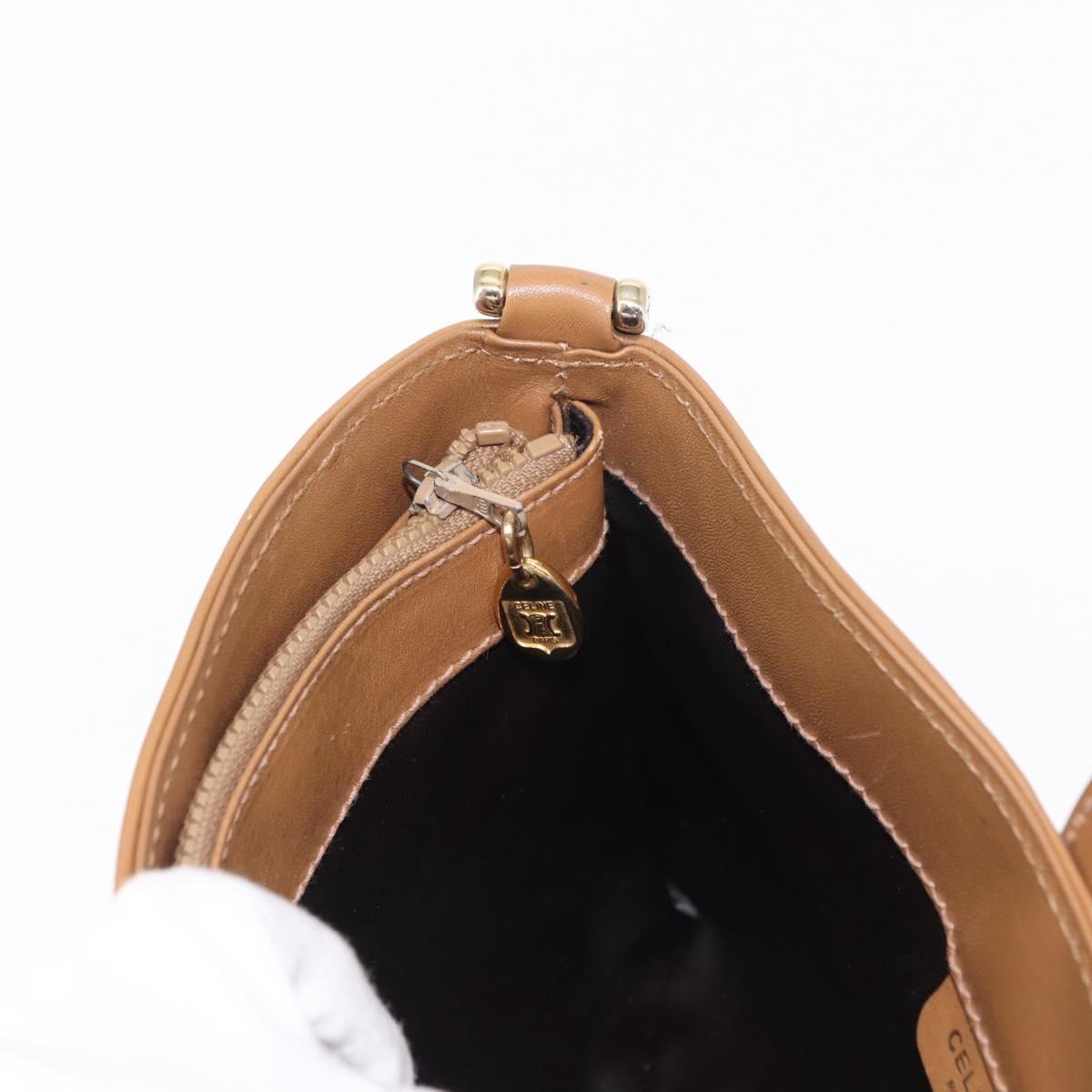 CELINE Macadam Canvas Shoulder Bag PVC Beige Gold Auth bs31348