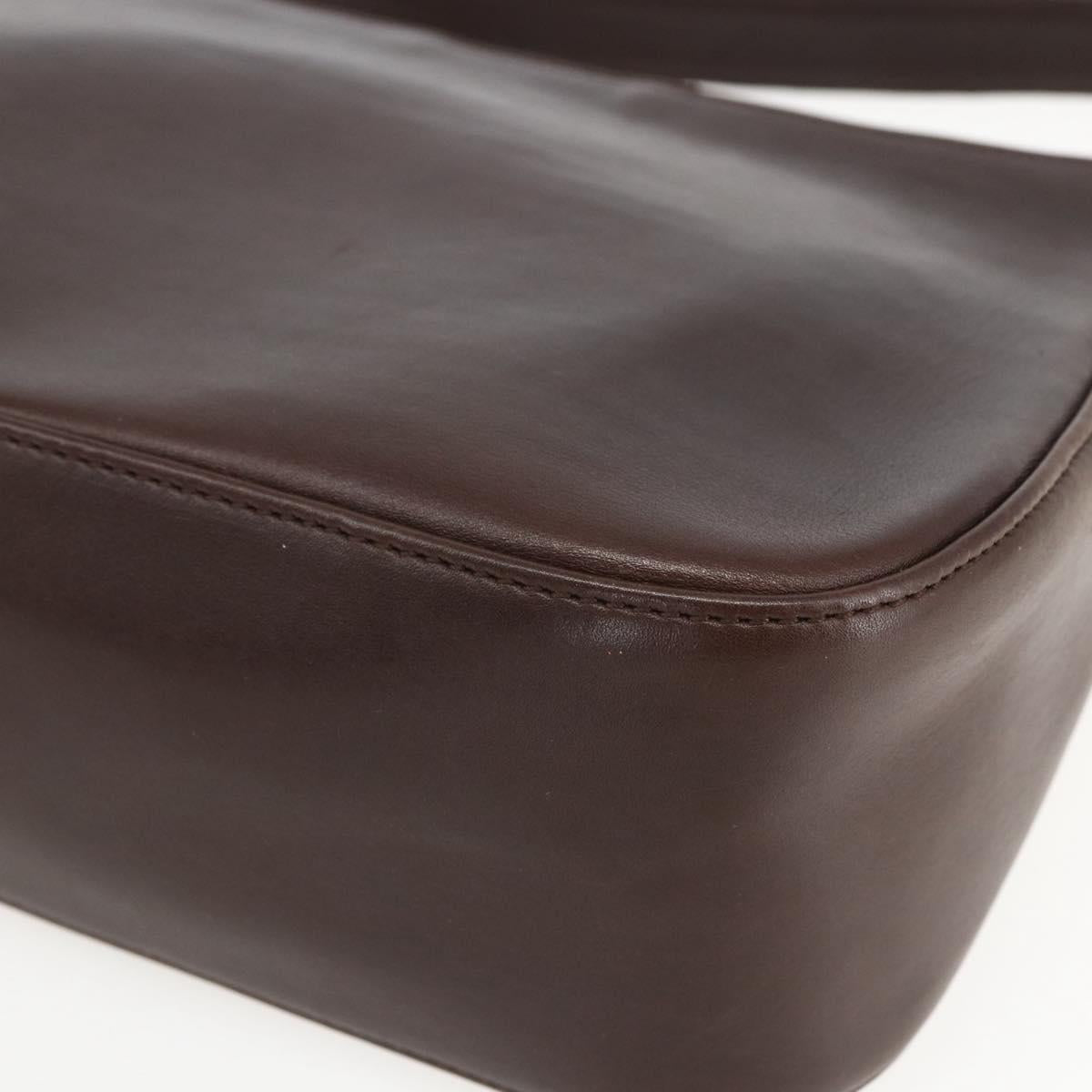 CELINE Shoulder Bag Leather Brown Gold Auth bs31349