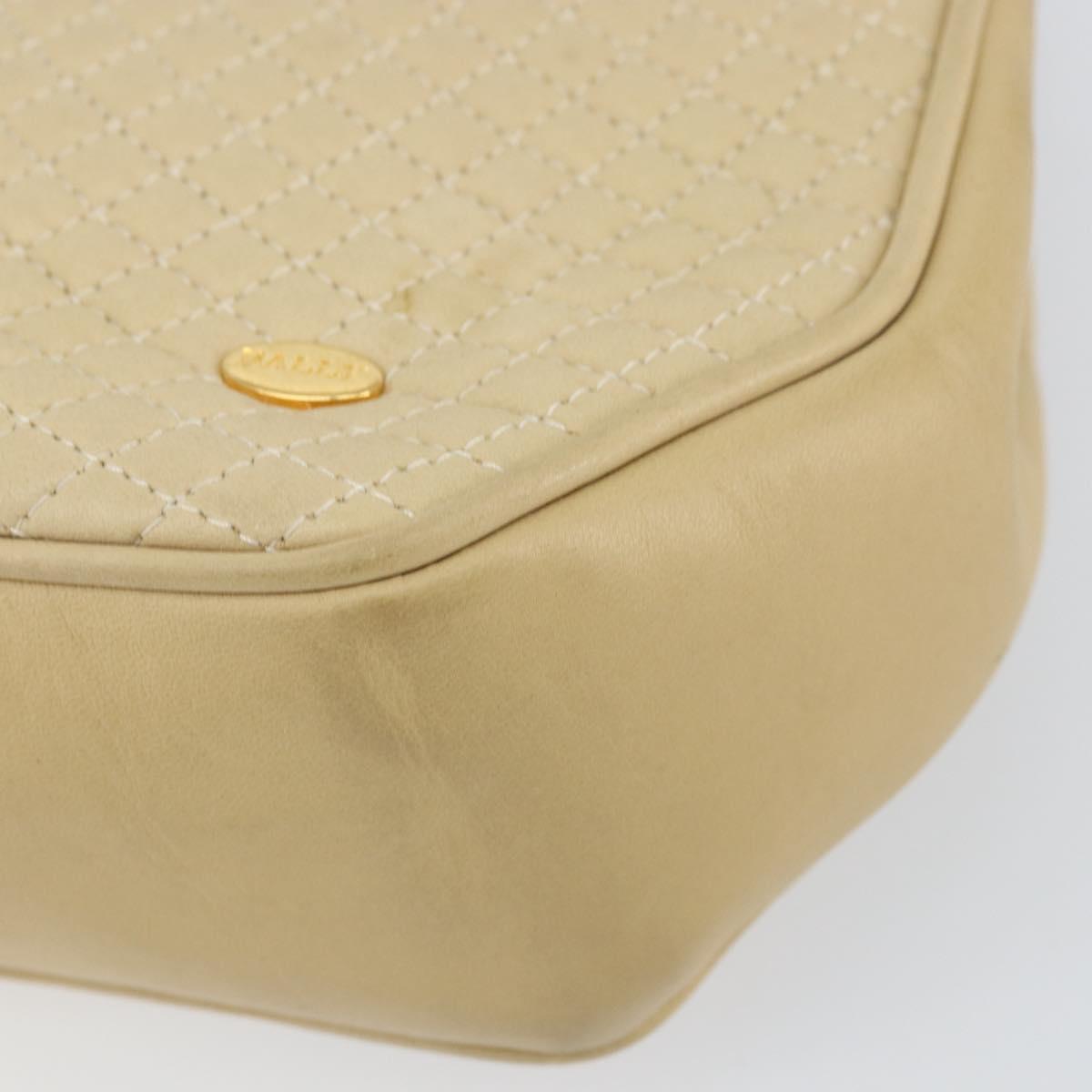 BALLY Chain Shoulder Bag Leather Beige Gold Auth bs31350