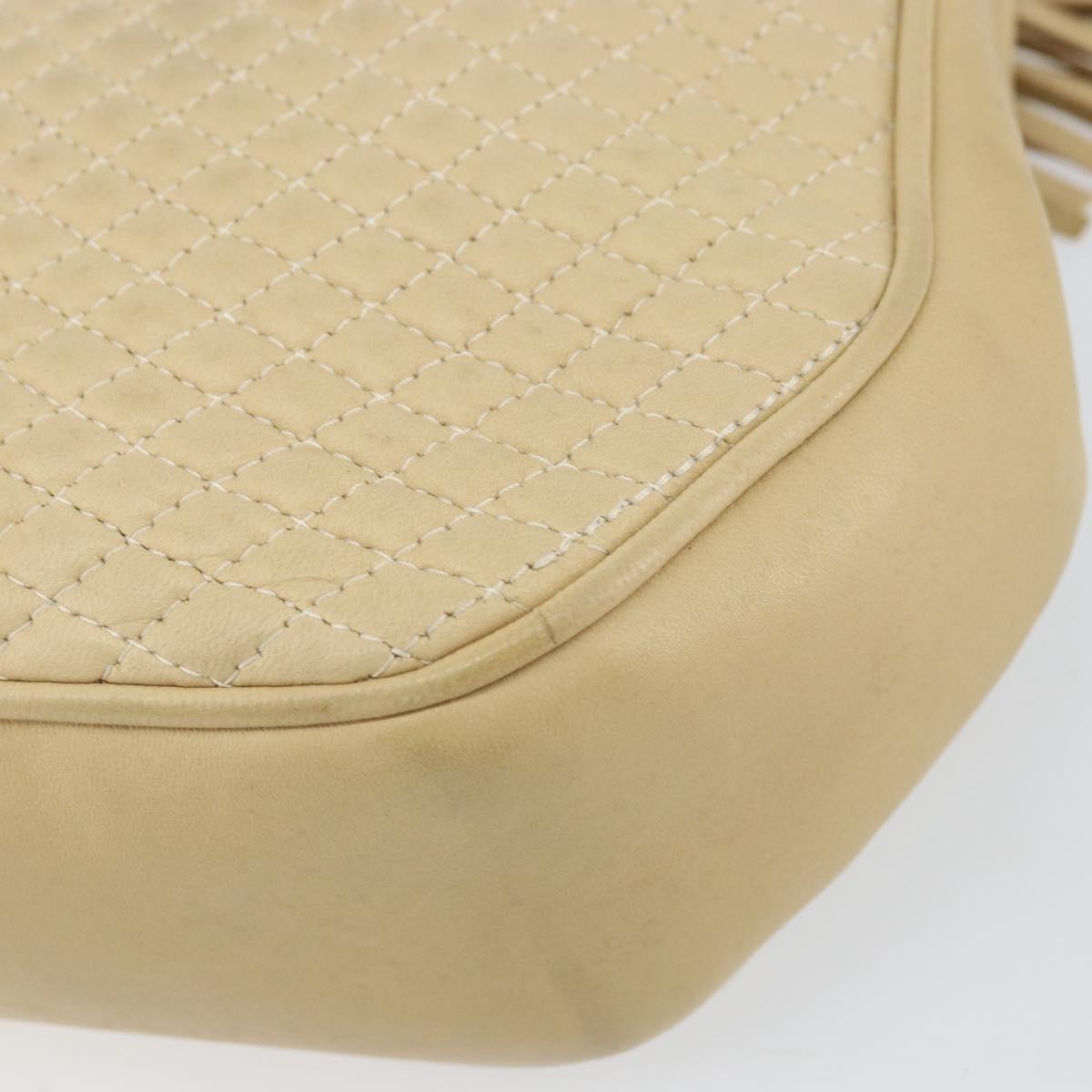 BALLY Chain Shoulder Bag Leather Beige Gold Auth bs31350