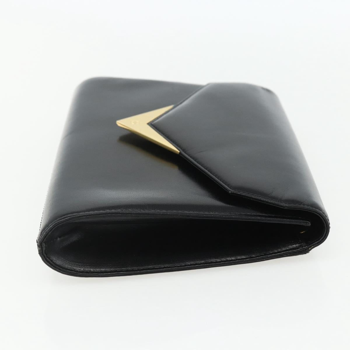 GIVENCHY Shoulder Bag Leather Black Gold Auth bs31351