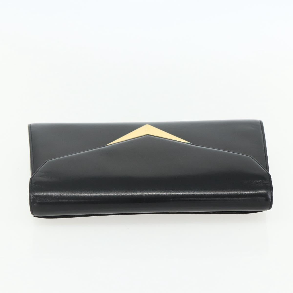 GIVENCHY Shoulder Bag Leather Black Gold Auth bs31351