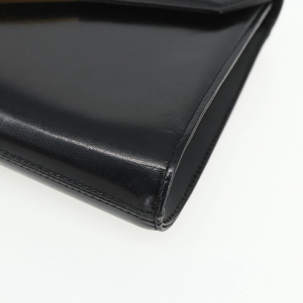 GIVENCHY Shoulder Bag Leather Black Gold Auth bs31351