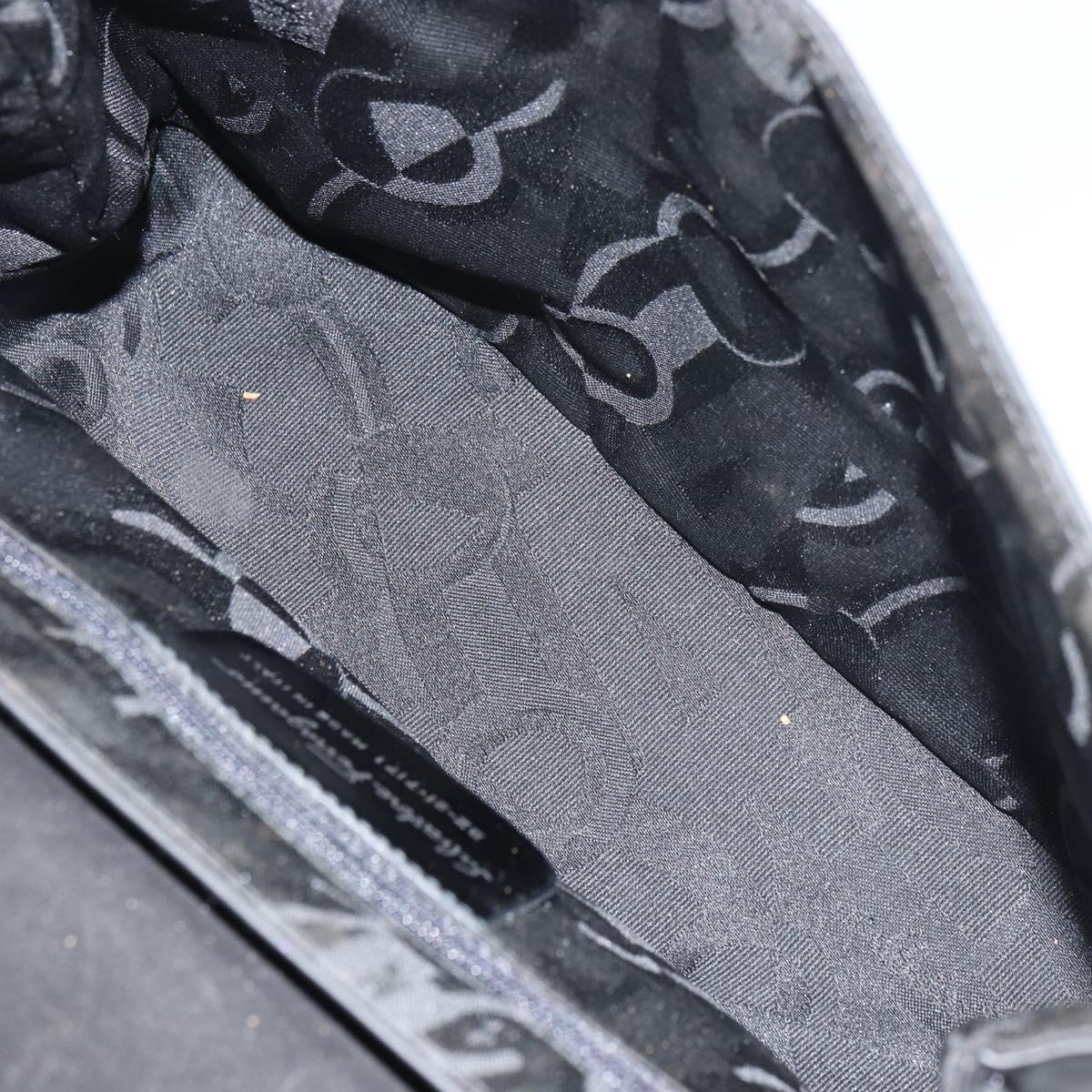 Salvatore Ferragamo Vala Shoulder Bag Patent leather Black Silver Auth bs31352