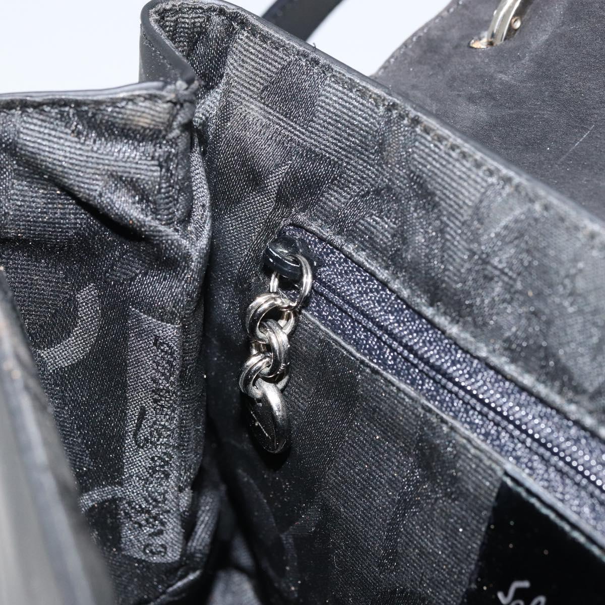 Salvatore Ferragamo Vala Shoulder Bag Patent leather Black Silver Auth bs31352