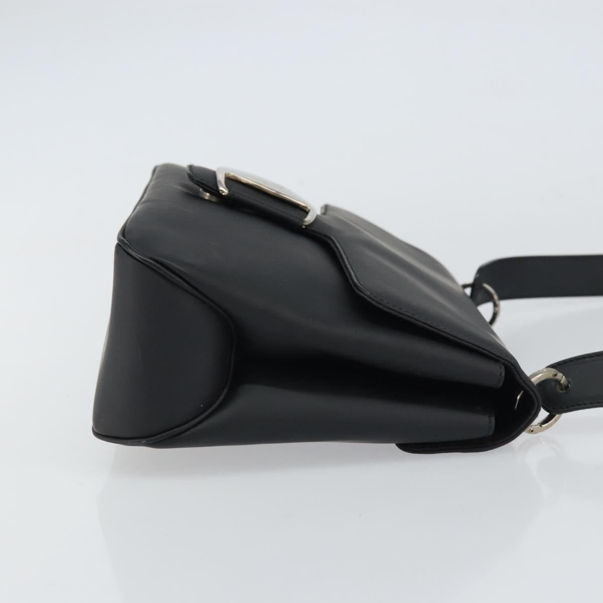 Salvatore Ferragamo Vala Shoulder Bag Patent leather Black Silver Auth bs31352