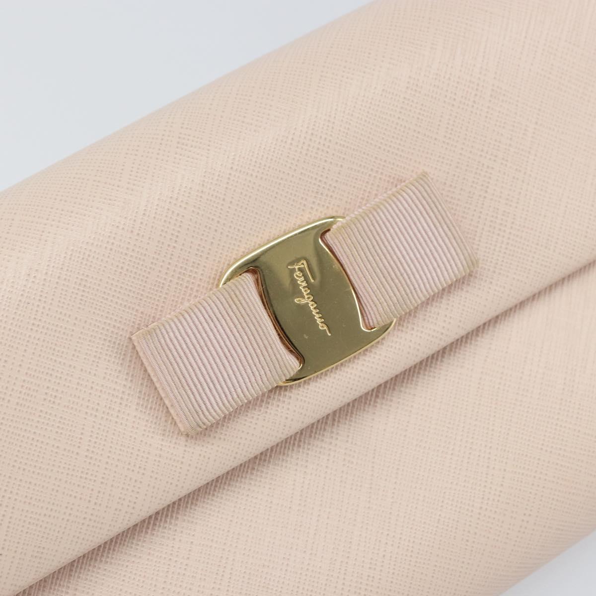 Salvatore Ferragamo Vala Shoulder Bag Leather Pink Gold Auth bs31353