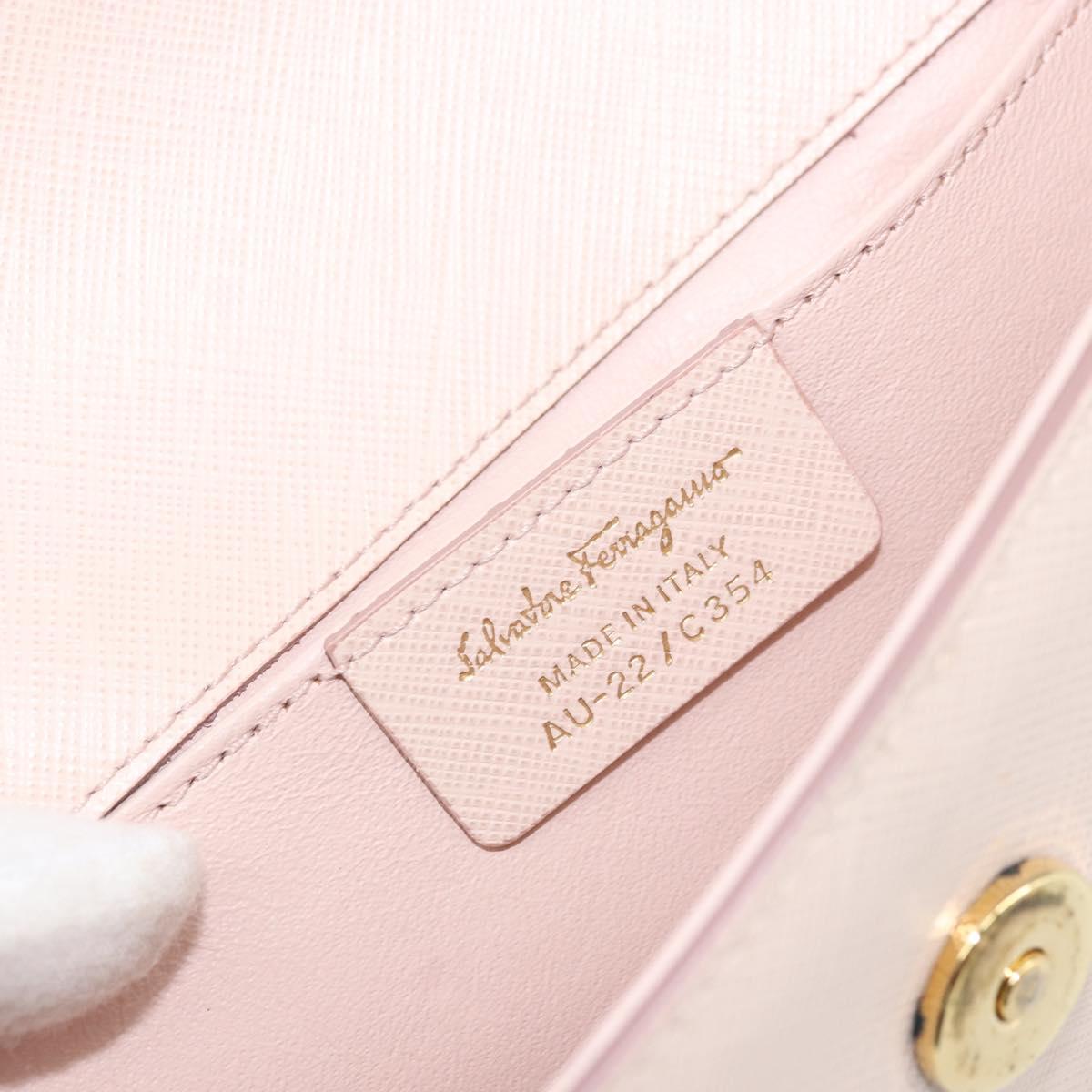 Salvatore Ferragamo Vala Shoulder Bag Leather Pink Gold Auth bs31353