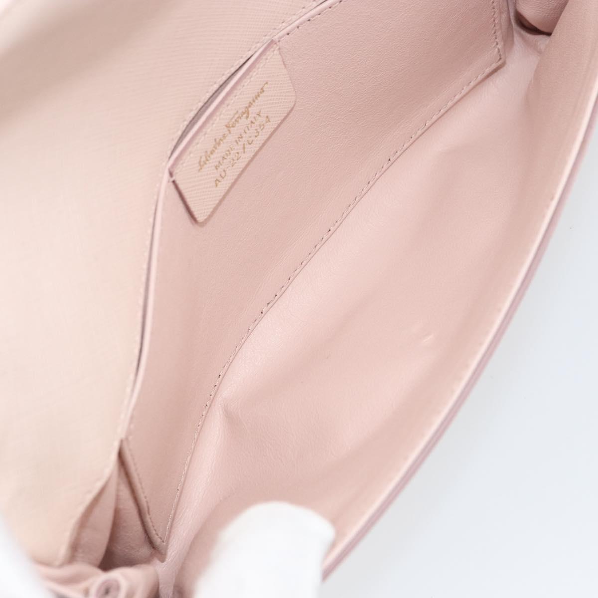 Salvatore Ferragamo Vala Shoulder Bag Leather Pink Gold Auth bs31353