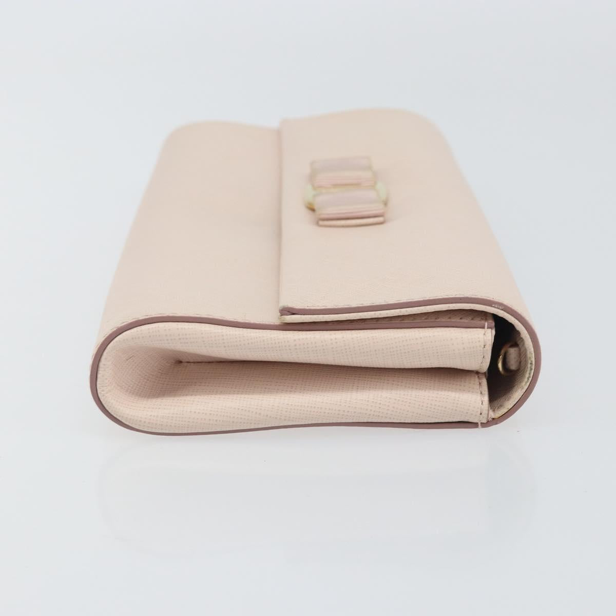 Salvatore Ferragamo Vala Shoulder Bag Leather Pink Gold Auth bs31353