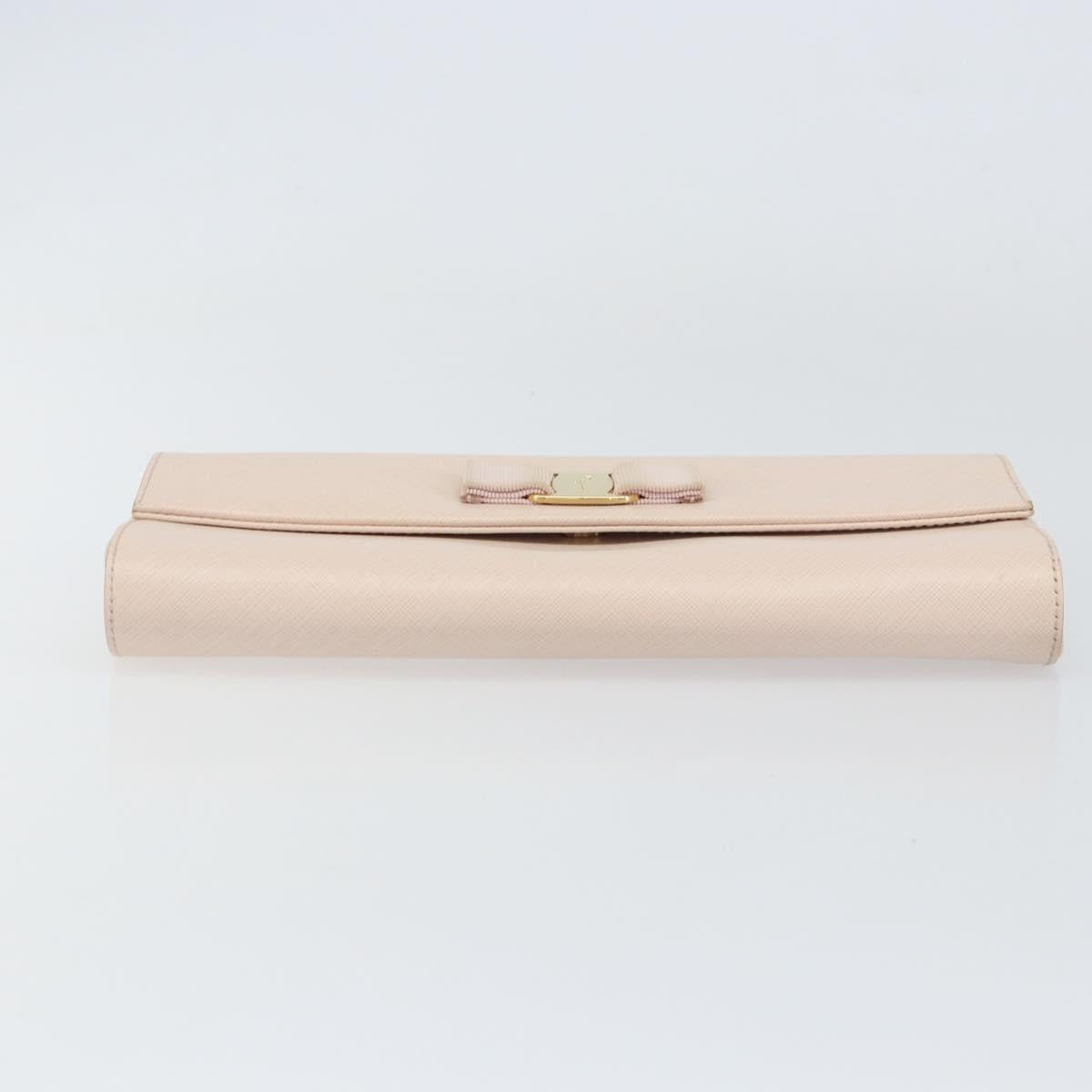 Salvatore Ferragamo Vala Shoulder Bag Leather Pink Gold Auth bs31353