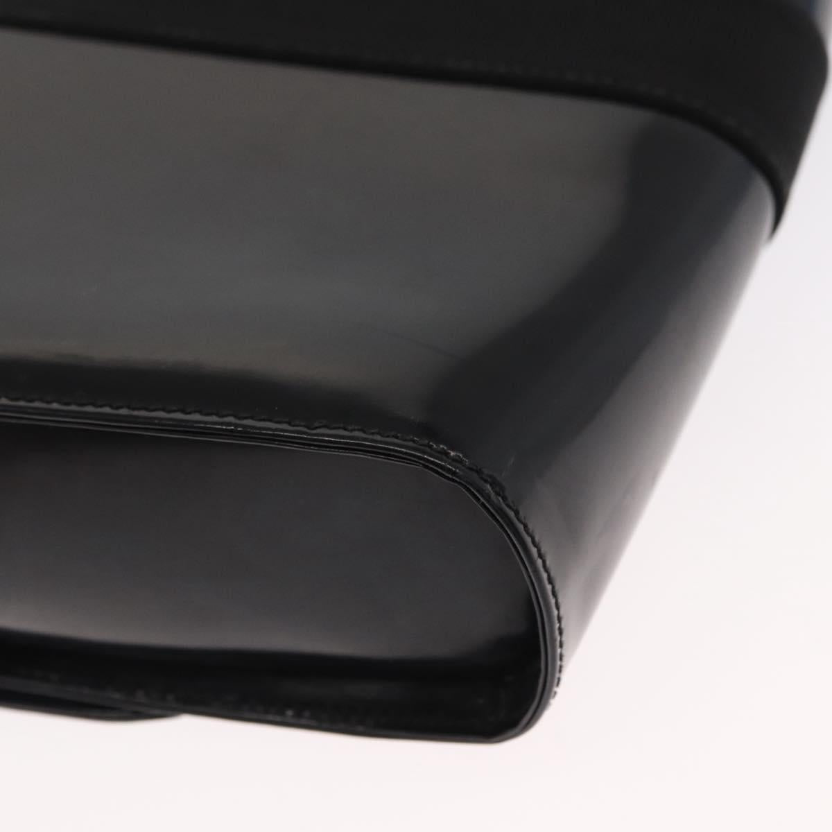 Salvatore Ferragamo Vala Shoulder Bag Nylon Enamel Black Silver Auth bs31354