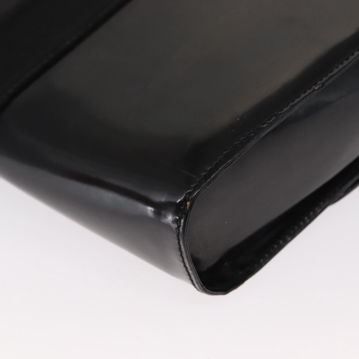 Salvatore Ferragamo Vala Shoulder Bag Nylon Enamel Black Silver Auth bs31354