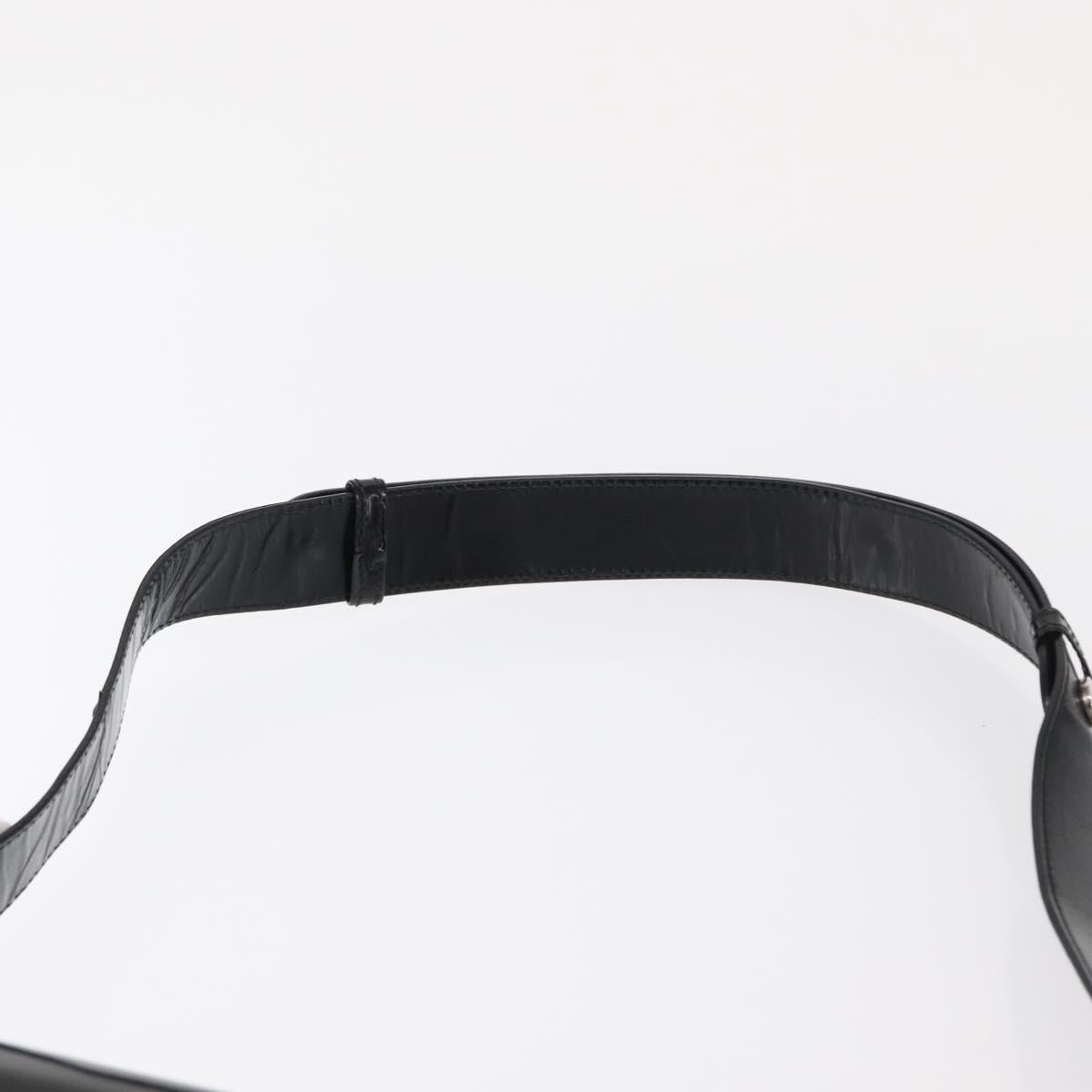 Salvatore Ferragamo Vala Shoulder Bag Nylon Enamel Black Silver Auth bs31354