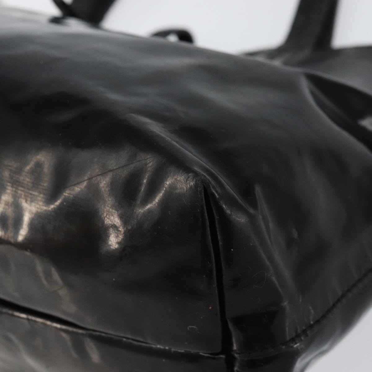 Salvatore Ferragamo Gancini Tote Bag Enamel Black Silver Auth bs31355