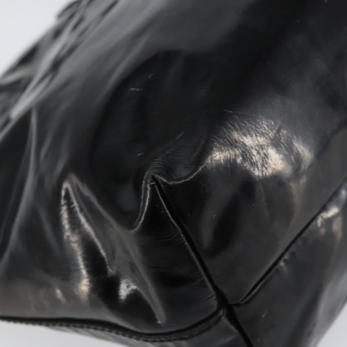 Salvatore Ferragamo Gancini Tote Bag Enamel Black Silver Auth bs31355